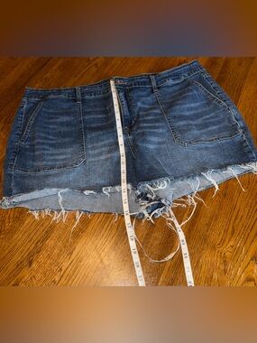 Torrid Frayed Two-Tone Denim Shorts